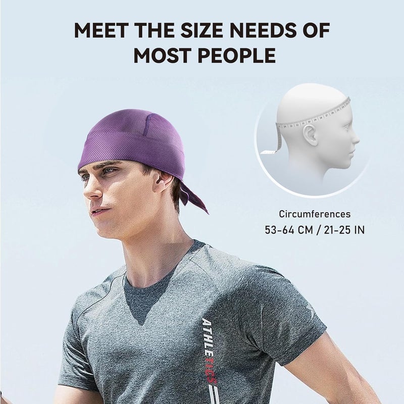 YOHITOP 6 Pack Breathable Doo Rags for Men, Sweat Wicking Dew Rags, Cooling Do Rag Skull Cap Helmet Line for Men - Image 4